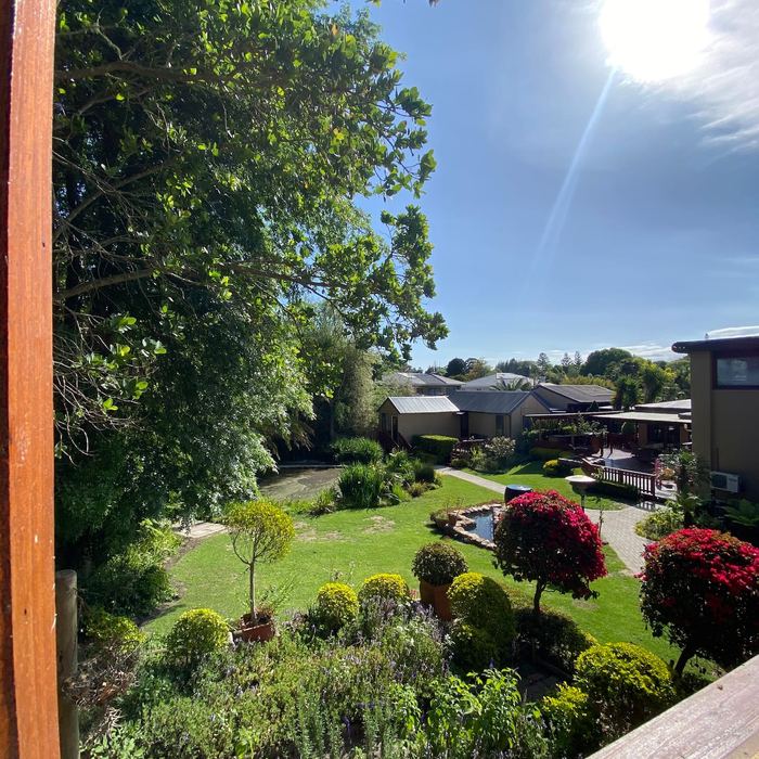 View over the gardens from the Garden Cabin